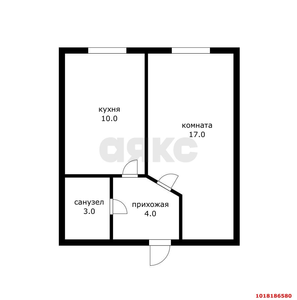 Фото №8: 1-комнатная квартира 34&nbsp;м², 6/6&nbsp;эт. - Берёзовый, Прикубанский внутригородской округ, мкр. Витаминкомбинат, ул. 2-я Целиноградская, 38