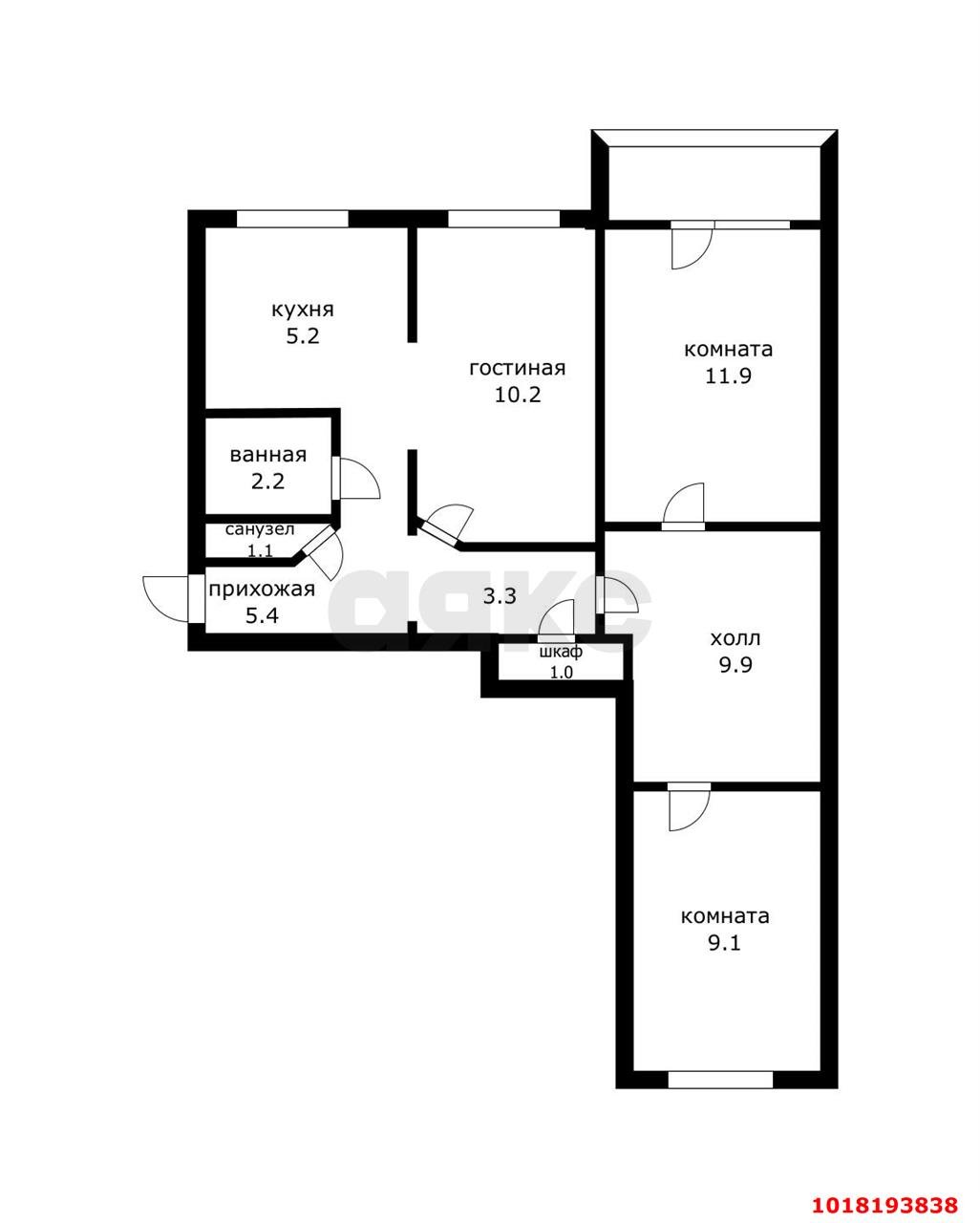 Фото №10: 3-комнатная квартира 59&nbsp;м², 4/5&nbsp;эт. - Краснодар, Прикубанский внутригородской округ, мкр. Завод Измерительных Приборов, ул. Карякина, 12