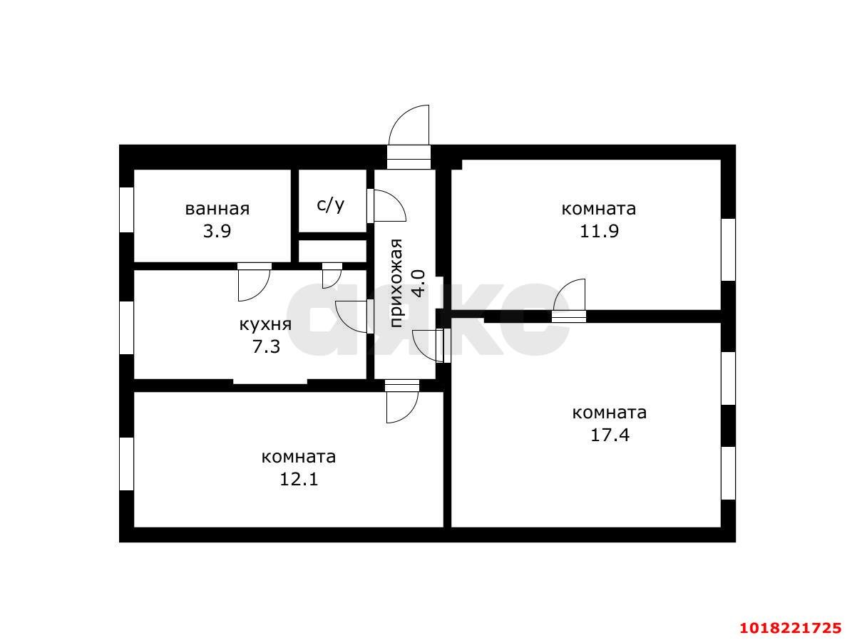Фото №7: 3-комнатная квартира 58&nbsp;м², 1/2&nbsp;эт. - Краснодар, Западный внутригородской округ, мкр. Центральный, ул. Комсомольская, 24