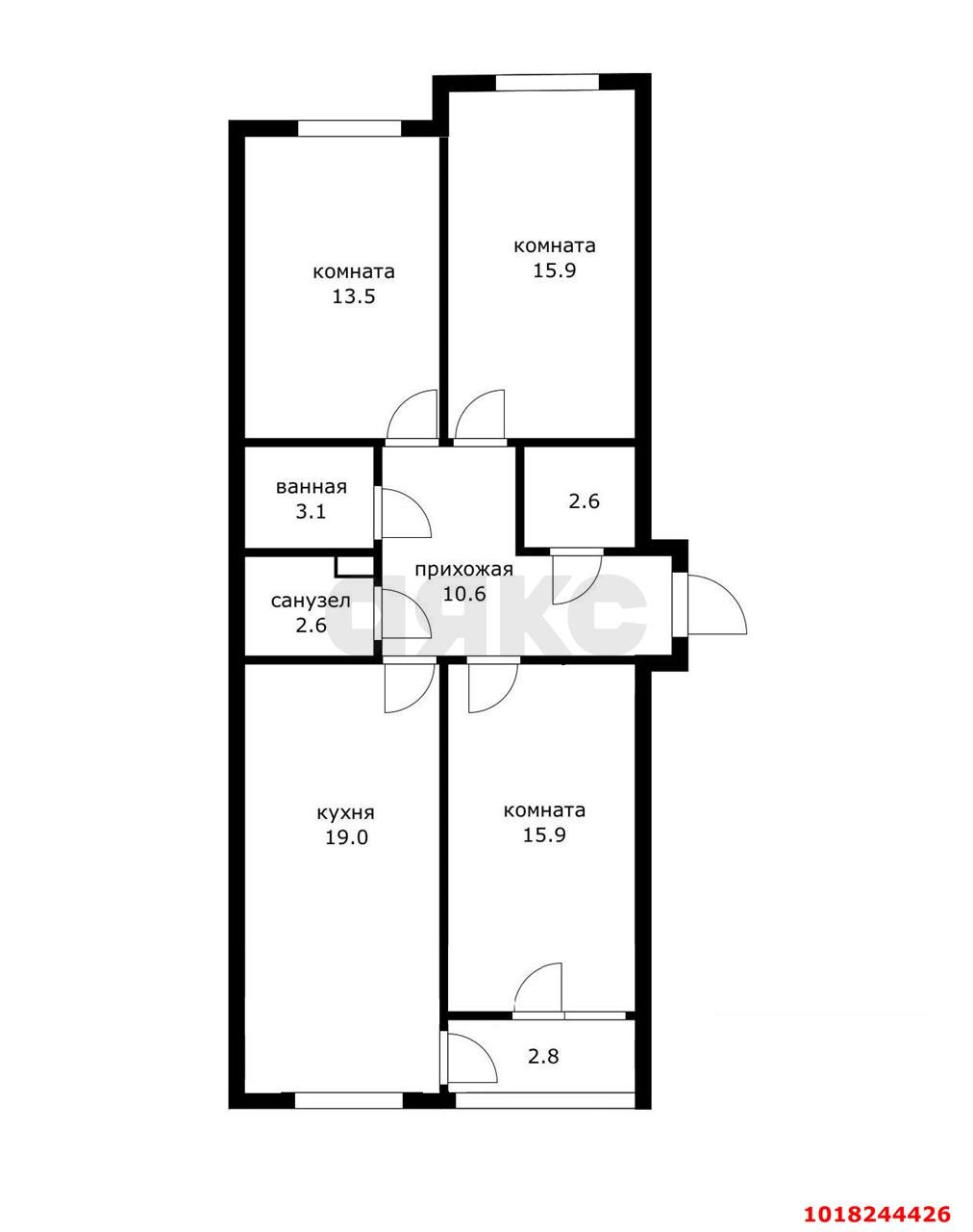 Фото №13: 3-комнатная квартира 82&nbsp;м², 5/16&nbsp;эт. - Краснодар, Прикубанский внутригородской округ, мкр. ЖК Самолёт-6, ул. Ивана Беличенко, 88к1