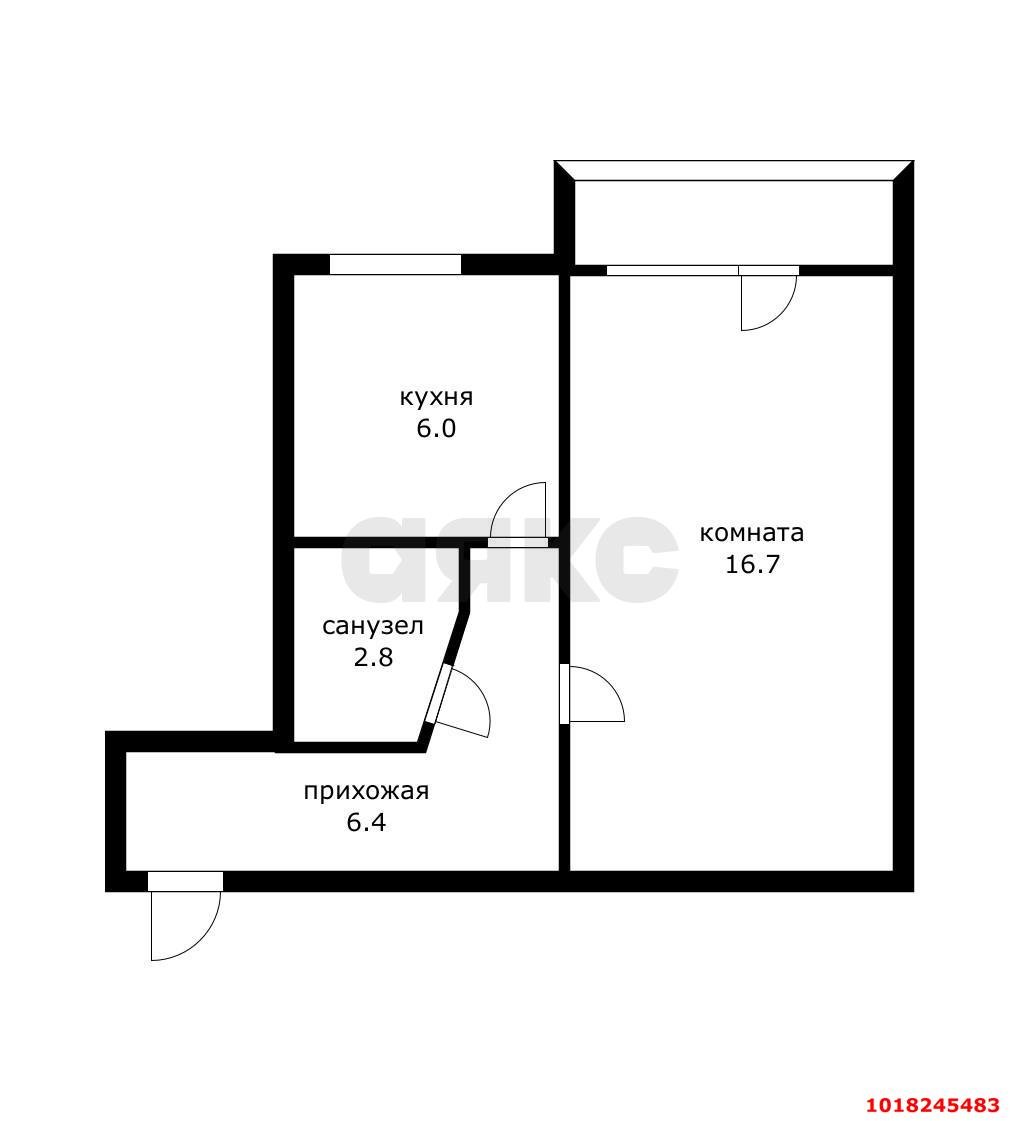 Фото №8: 1-комнатная квартира 32&nbsp;м², 2/5&nbsp;эт. - Краснодар, Центральный внутригородской округ, мкр. Завод Измерительных Приборов, ул. Офицерская, 50А