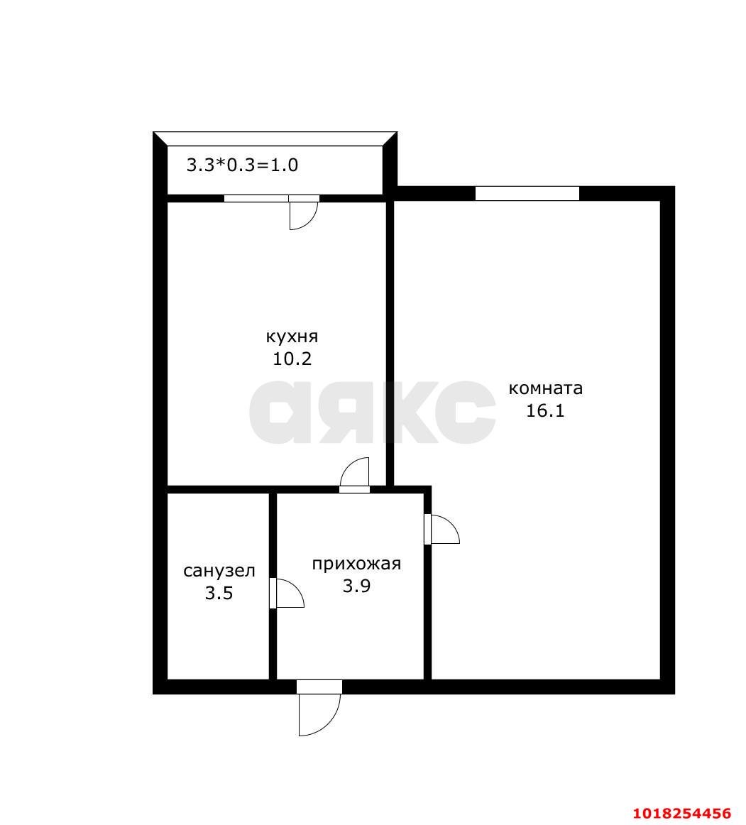 Фото №12: 1-комнатная квартира 36&nbsp;м², 1/5&nbsp;эт. - Краснодар, мкр. Прикубанский внутригородской округ, ул. имени В.М. Комарова, 106Бк2