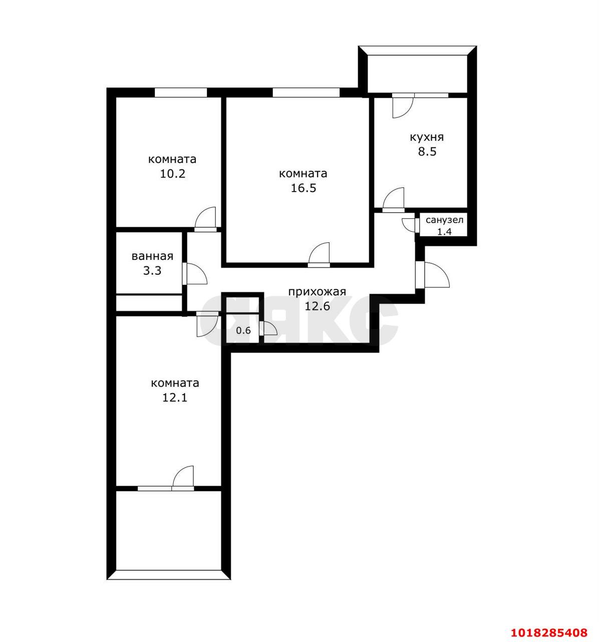 Фото №12: 3-комнатная квартира 65&nbsp;м², 6/9&nbsp;эт. - Краснодар, Центральный внутригородской округ, мкр. Дубинка, ул. Ставропольская, 80