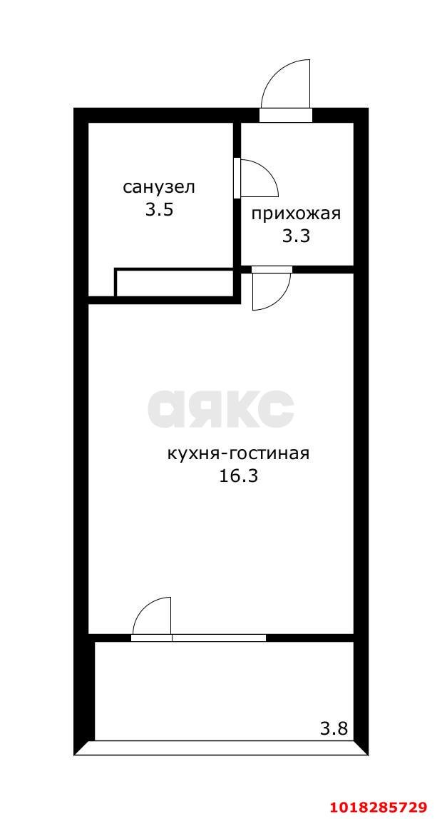 Фото №19: Студия 26&nbsp;м², 12/16&nbsp;эт. - Краснодар, Прикубанский внутригородской округ, мкр. жилой комплекс Самолёт-4, ул. Константина Гондаря, 103к1