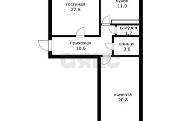 Фото №1: 2-комнатная квартира 70&nbsp;м², 2/18&nbsp;эт. - Краснодар, мкр. Краевая Клиническая Больница, ул. Домбайская, 12