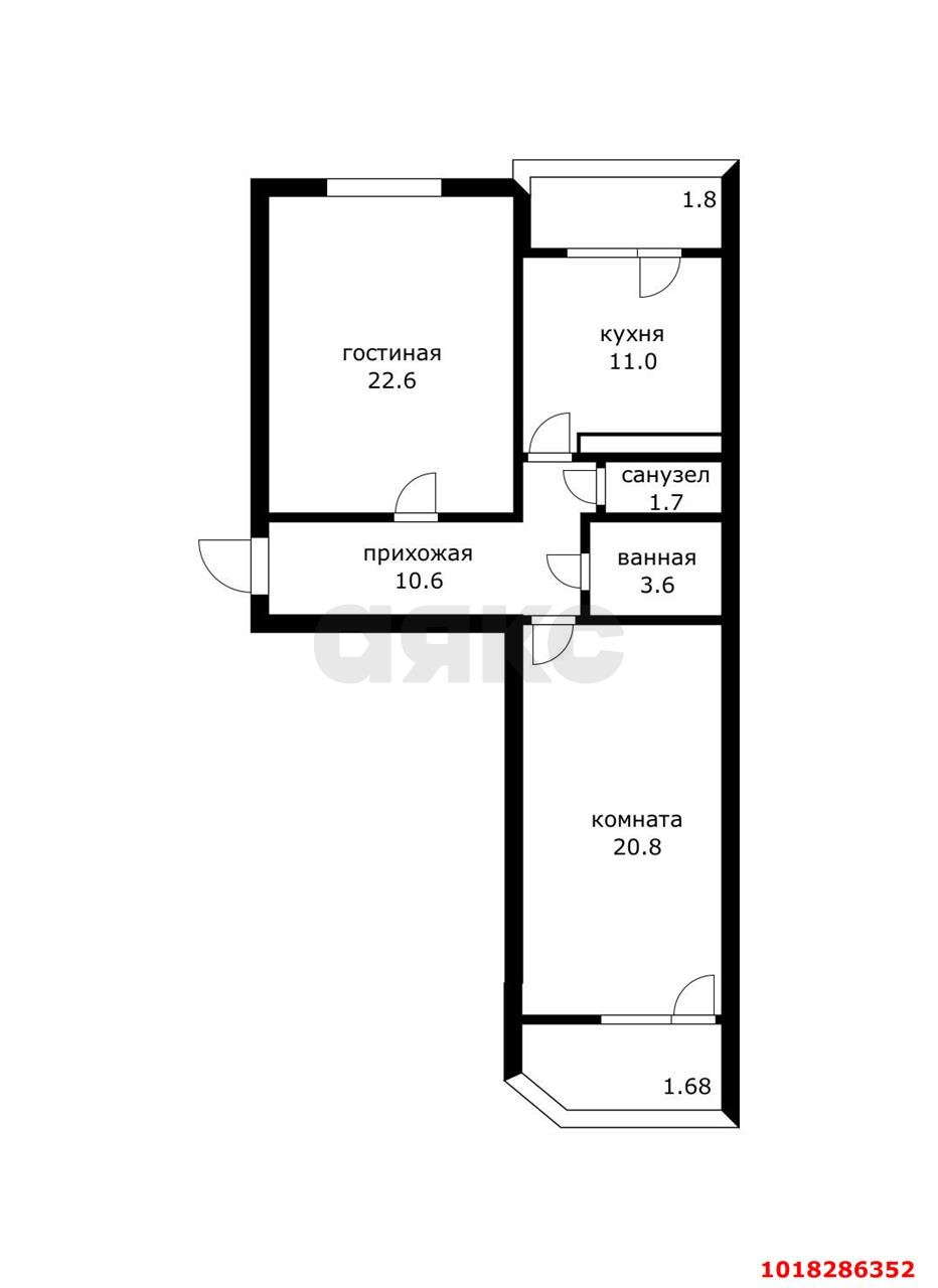 Фото №1: 2-комнатная квартира 73&nbsp;м², 2/18&nbsp;эт. - Краснодар, Прикубанский внутригородской округ, мкр. Краевая Клиническая Больница, ул. Домбайская, 12