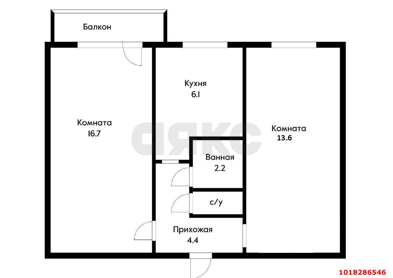 Фото №8: 2-комнатная квартира 47&nbsp;м², 4/5&nbsp;эт. - Краснодар, Прикубанский внутригородской округ, мкр. Фестивальный, ул. Гагарина, 87