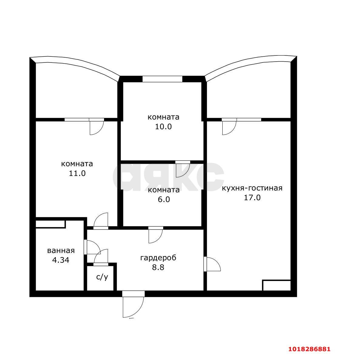 Фото №17: 3-комнатная квартира 72&nbsp;м², 12/16&nbsp;эт. - Краснодар, Прикубанский внутригородской округ, мкр. ЖК Хорошая Погода, ул. Кирилла Россинского, 3/1