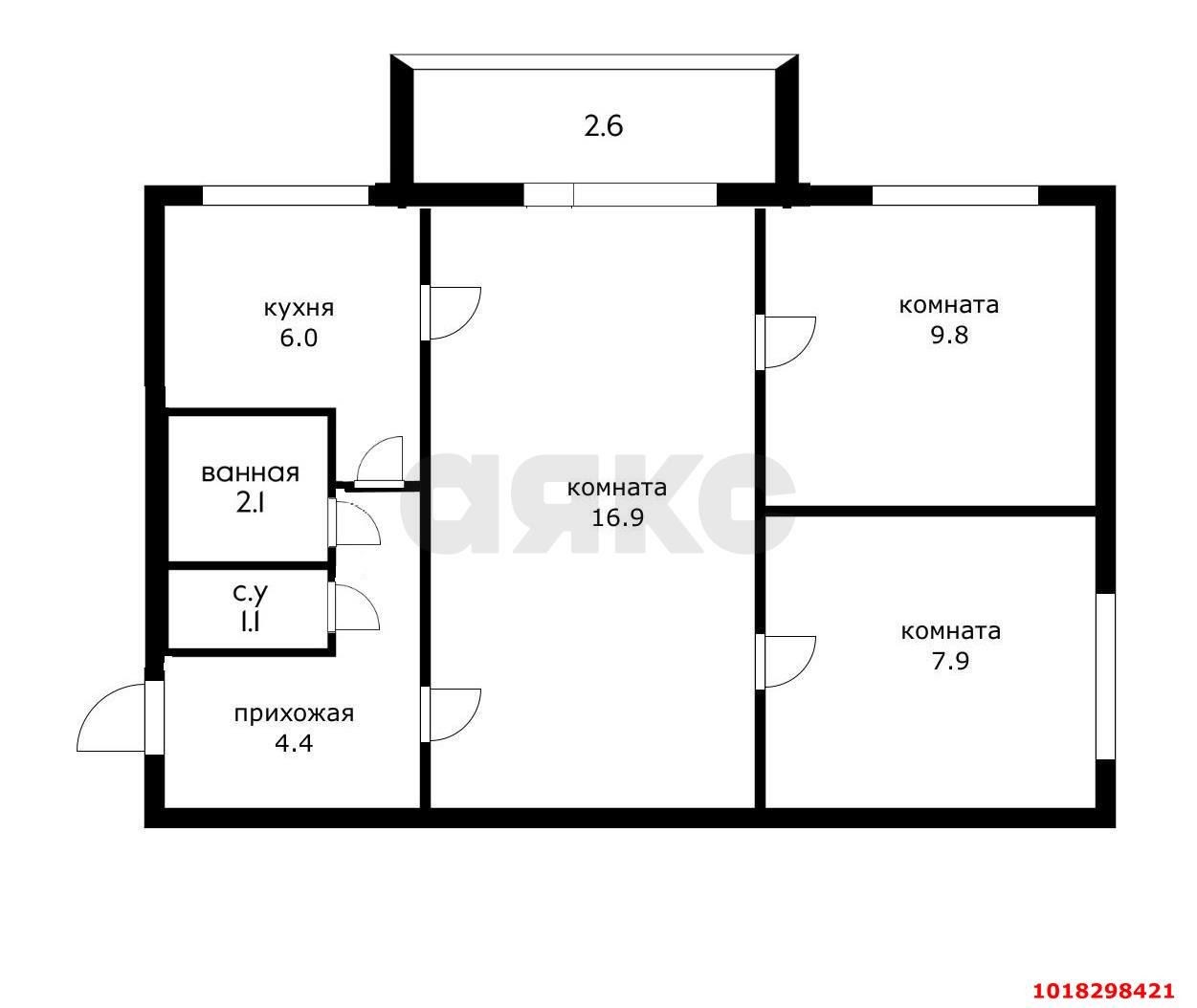 Фото №15: 3-комнатная квартира 53&nbsp;м², 5/5&nbsp;эт. - Краснодар, Карасунский внутригородской округ, мкр. Гидростроителей, ул. Трудовой Славы, 23