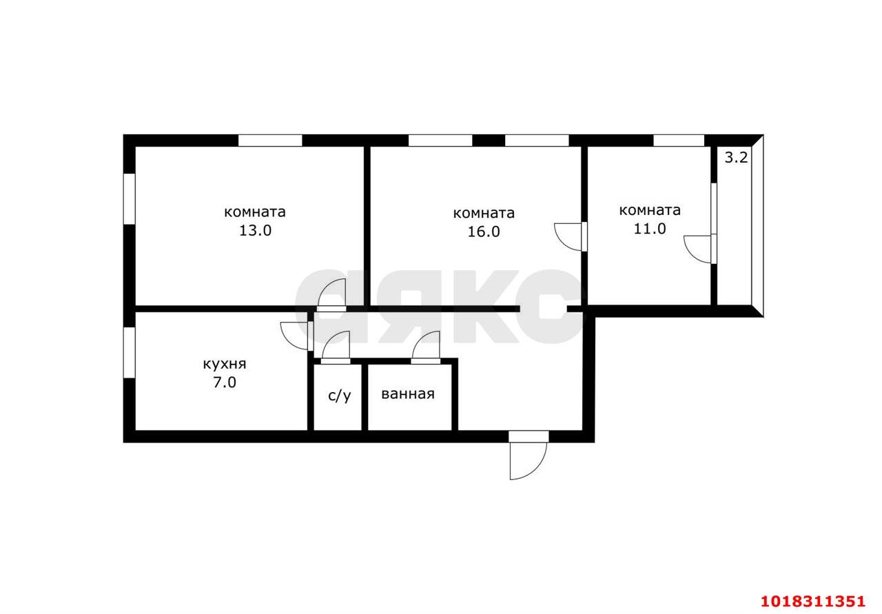 Фото №17: 2-комнатная квартира 60&nbsp;м², 2/4&nbsp;эт. - Краснодар, Карасунский внутригородской округ, мкр. Черёмушки, ул. Ставропольская, 87