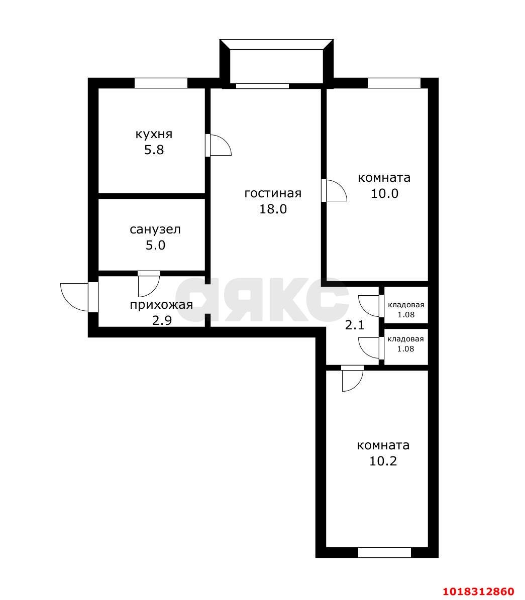 Фото №10: 3-комнатная квартира 54&nbsp;м², 3/4&nbsp;эт. - Краснодар, мкр. Западный внутригородской округ, ул. Котовского, 86