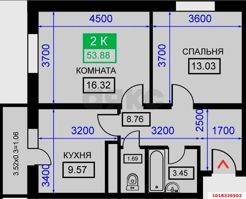 Фото №7: 2-комнатная квартира 58&nbsp;м², 1/16&nbsp;эт. - Краснодар, Прикубанский внутригородской округ, мкр. Восточно-Кругликовский, ул. Черкасская, 71/1к1