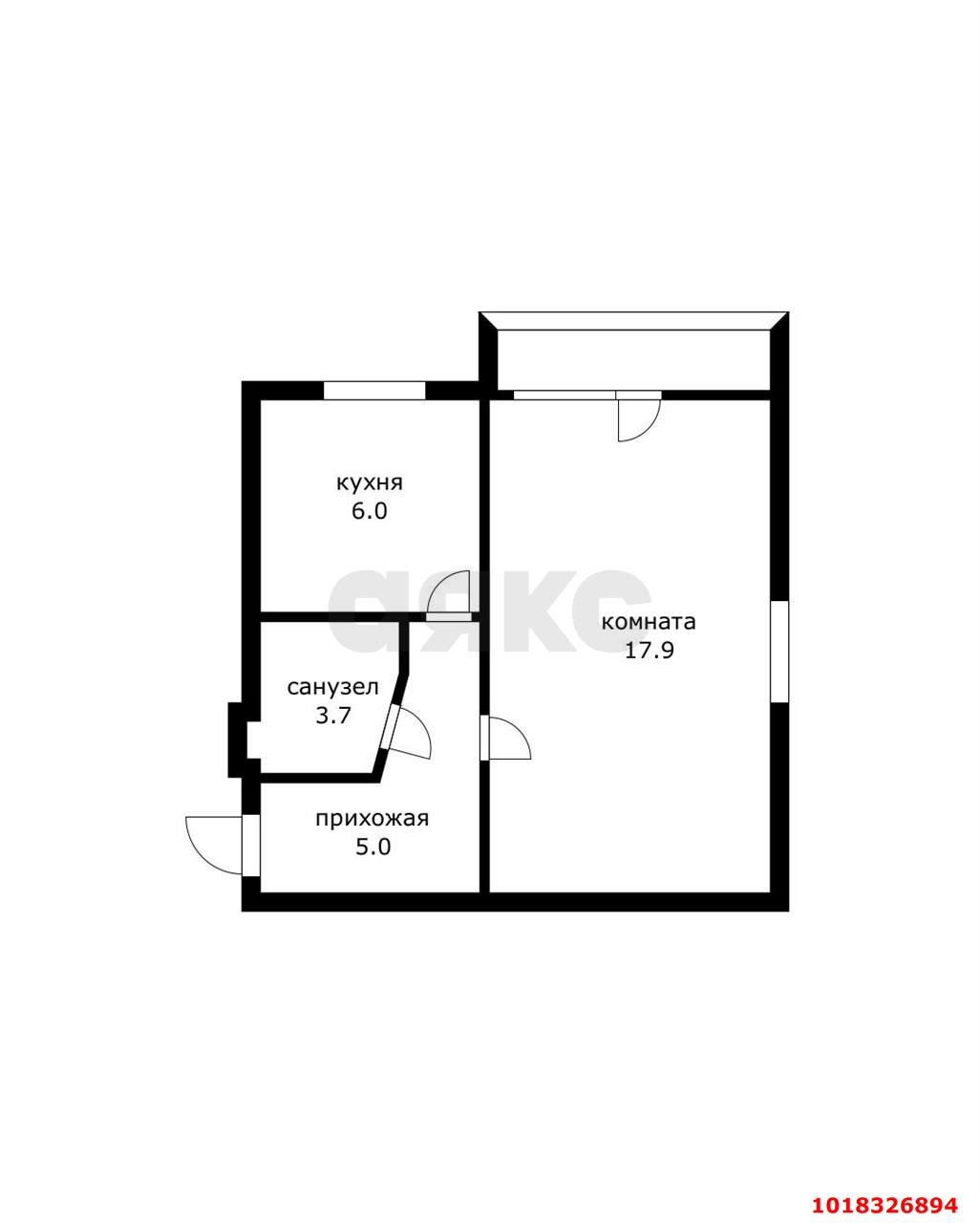 Фото №8: 1-комнатная квартира 32&nbsp;м², 2/5&nbsp;эт. - Краснодар, Западный внутригородской округ, мкр. Фестивальный, ул. Котовского, 98