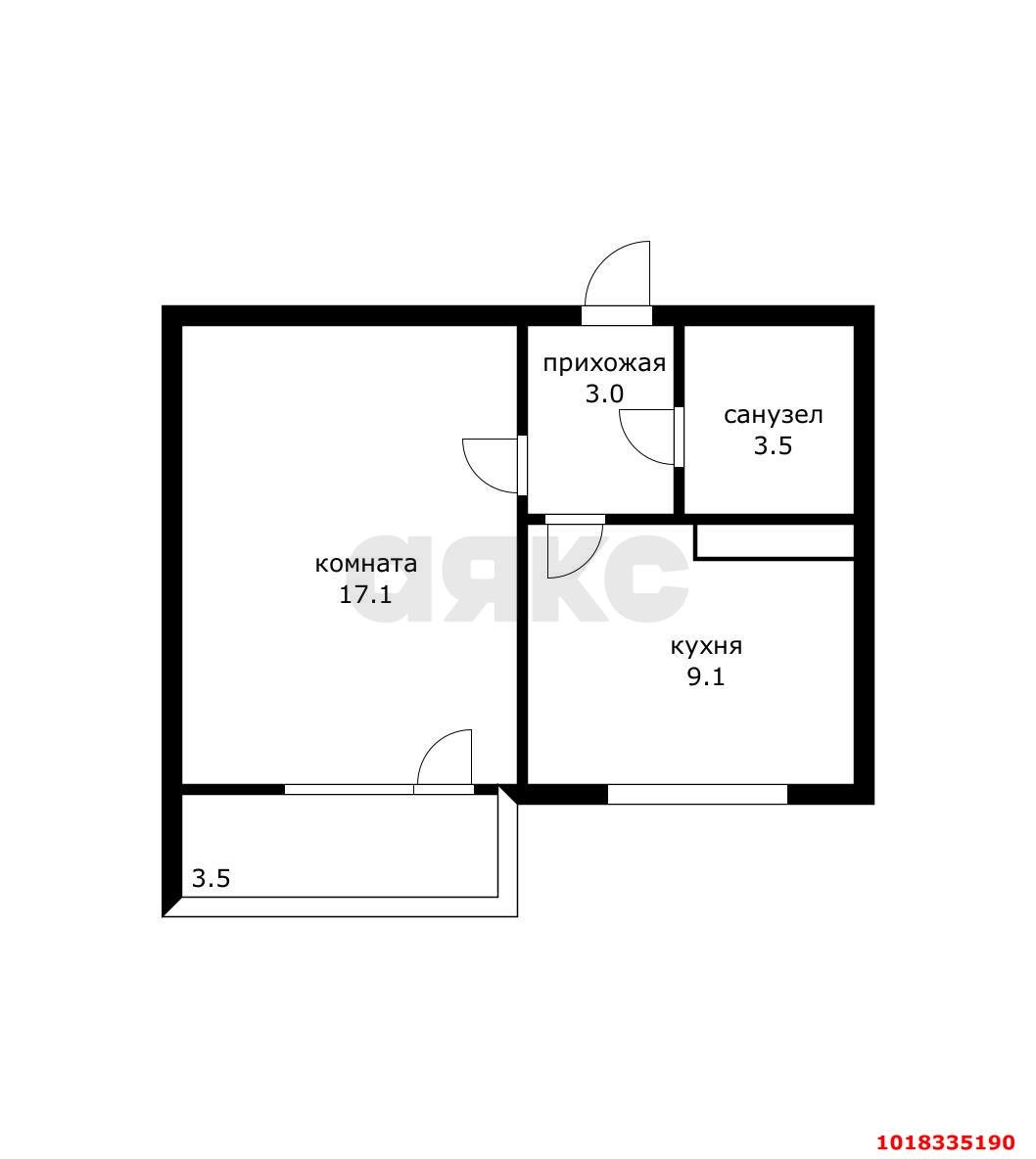 Фото №15: 1-комнатная квартира 32&nbsp;м², 2/9&nbsp;эт. - Яблоновский, мкр. ЖК Солнечный, ул. Солнечная, 55/1к2