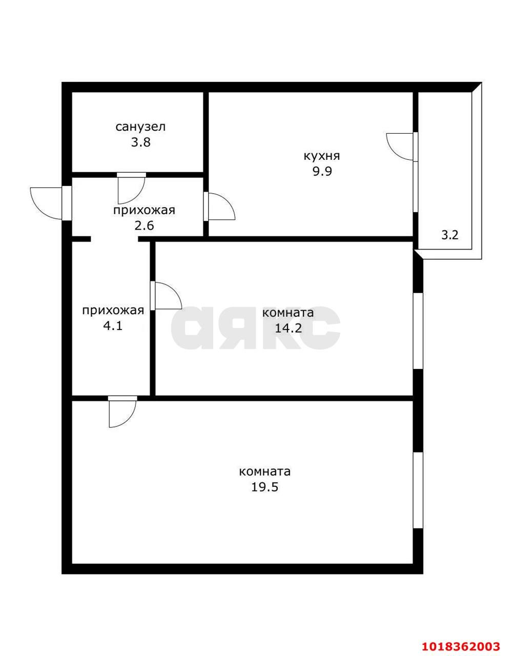 Фото №7: 2-комнатная квартира 54&nbsp;м², 2/7&nbsp;эт. - Краснодар, Прикубанский внутригородской округ, мкр. Музыкальный, ул. Ангарская, 2/2