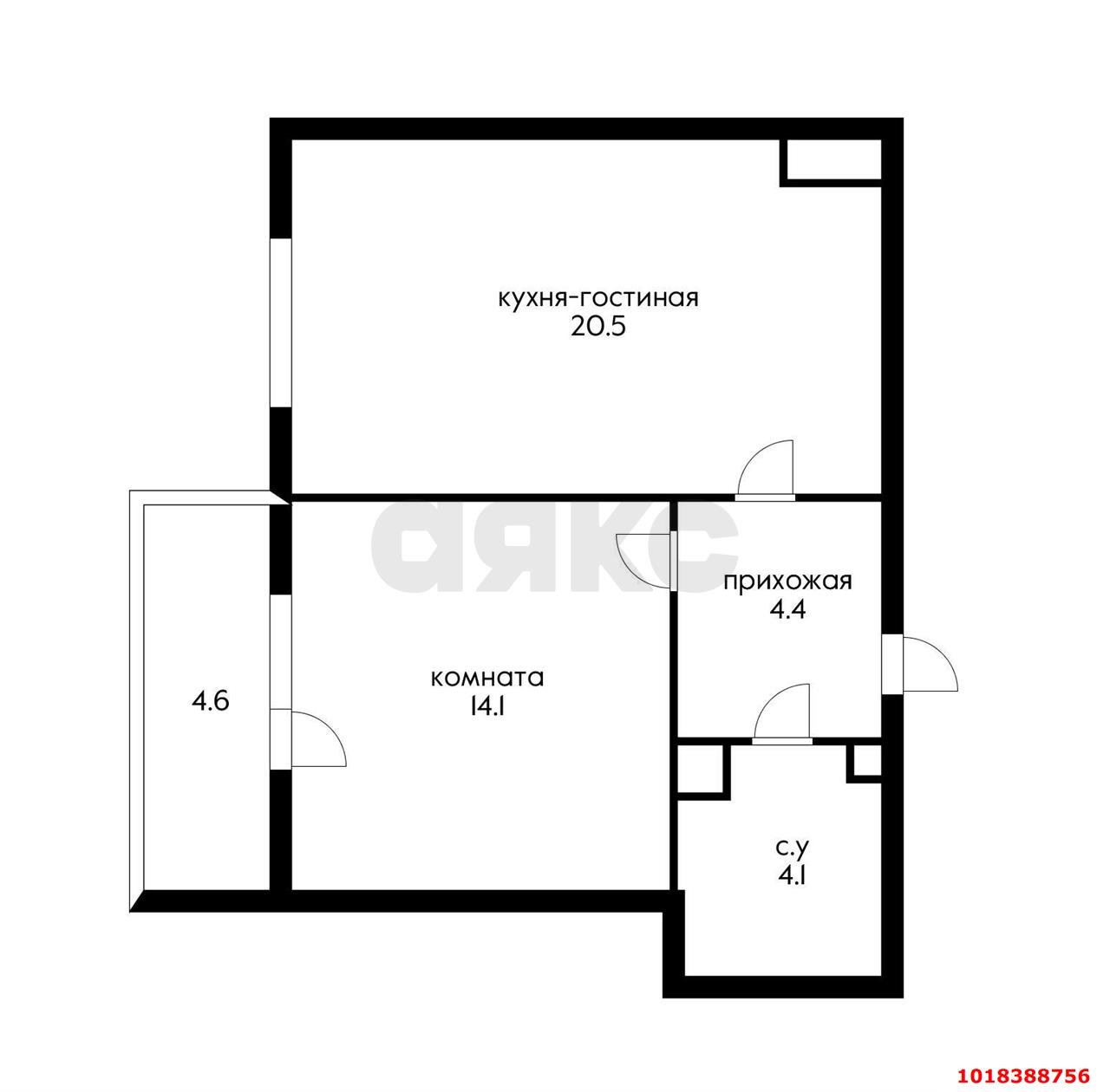 Фото №4: 1-комнатная квартира 45&nbsp;м², 9/12&nbsp;эт. - Краснодар, Прикубанский внутригородской округ, мкр. жилой комплекс Южане, ул. Даниила Смоляна, 65к1