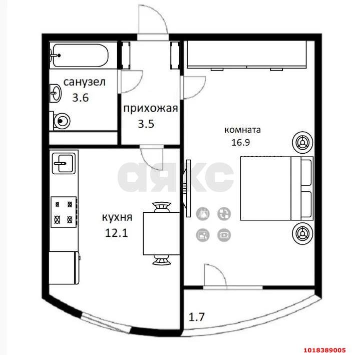 Фото №11: 1-комнатная квартира 39&nbsp;м², 7/9&nbsp;эт. - Краснодар, Прикубанский внутригородской округ, ЖК На Красных Партизан, мкр. Славянский, ул. Заполярная, 35к6