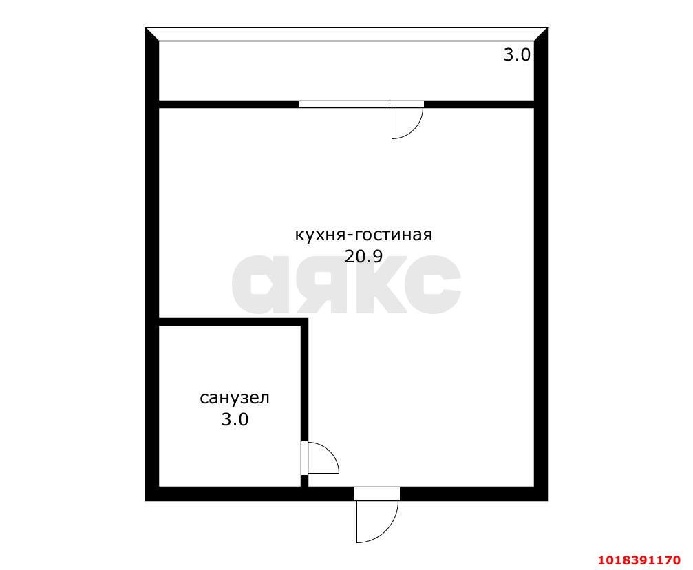 Фото №13: Студия 23&nbsp;м², 2/16&nbsp;эт. - Краснодар, Прикубанский внутригородской округ, мкр. Славянский, ул. Заполярная, 37к4