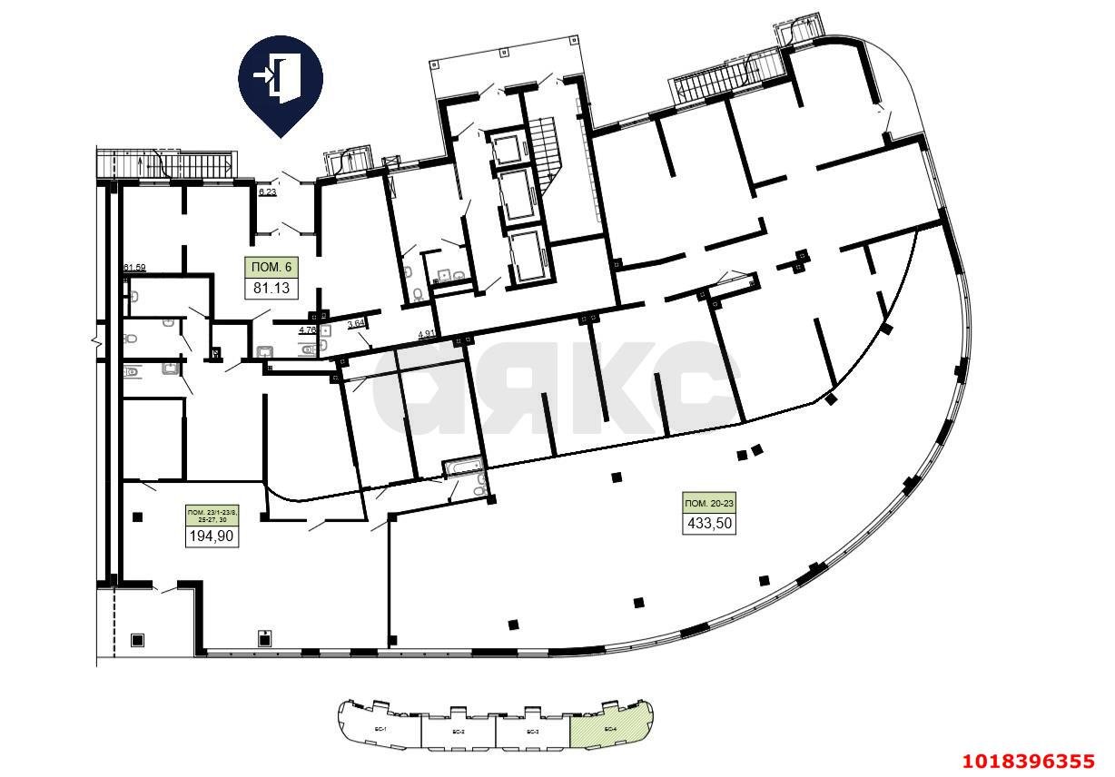 Фото №4: Торговое помещение 81&nbsp;м², 1/24&nbsp;эт. - Краснодар, Центральный внутригородской округ, Черёмушки, мкр. ЖК Фонтаны, ул. Воронежская, 47/10