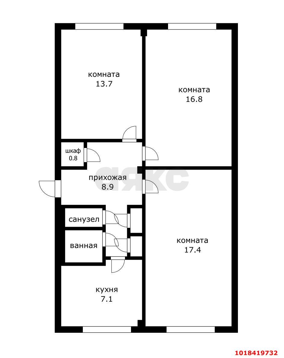 Фото №19: 3-комнатная квартира 70&nbsp;м², 1/5&nbsp;эт. - Краснодар, Карасунский внутригородской округ, мкр. Гидростроителей, ул. Трудовой Славы, 48