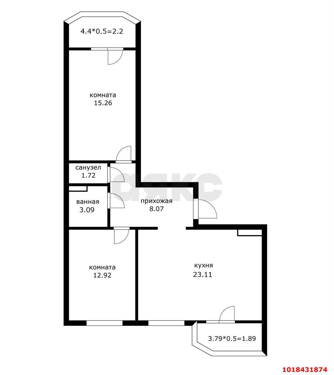 Фото №20: 2-комнатная квартира 64&nbsp;м², 4/22&nbsp;эт. - Краснодар, Прикубанский внутригородской округ, мкр. Достояние, ул. Григория Булгакова, 7к1