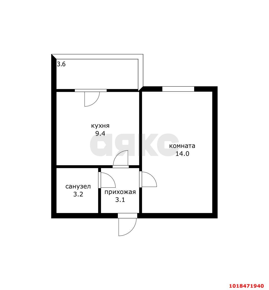 Фото №15: 1-комнатная квартира 33&nbsp;м², 9/9&nbsp;эт. - Новая Адыгея, мкр. жилой комплекс Мега, ул. Бжегокайская, 92