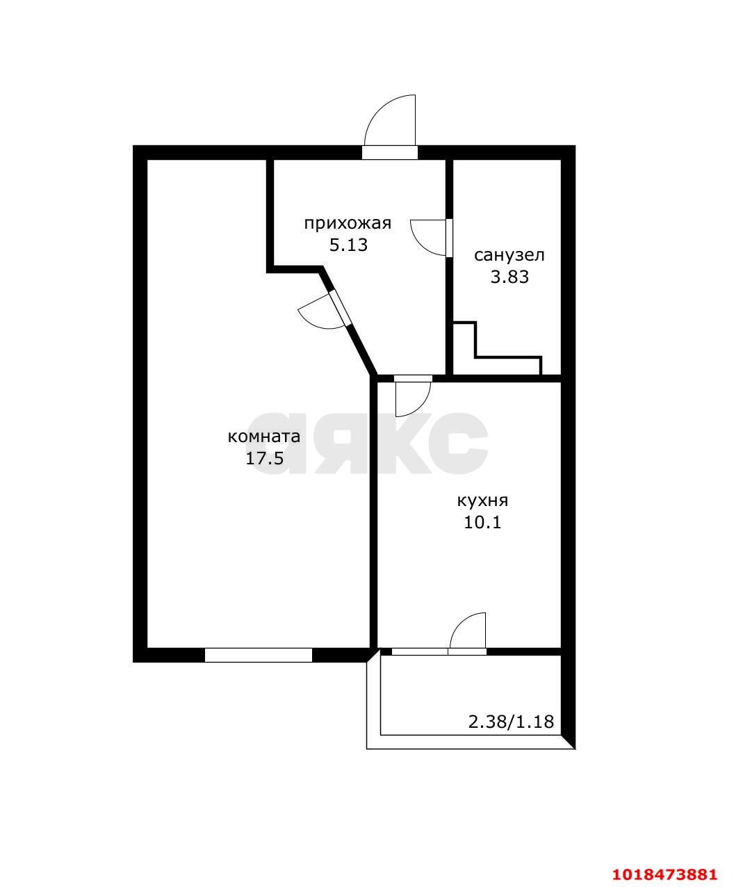 Фото №10: 1-комнатная квартира 38&nbsp;м², 12/17&nbsp;эт. - Краснодар, Прикубанский внутригородской округ, Музыкальный, ЖК Акварели, мкр. имени Петра Метальникова, ул. Петра Метальникова, 3/1к1