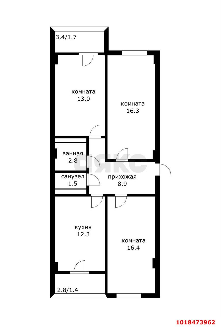 Фото №2: 3-комнатная квартира 74&nbsp;м², 14/17&nbsp;эт. - Краснодар, Прикубанский внутригородской округ, Музыкальный, мкр. ЖК Притяжение, ул. Московская, 118к1