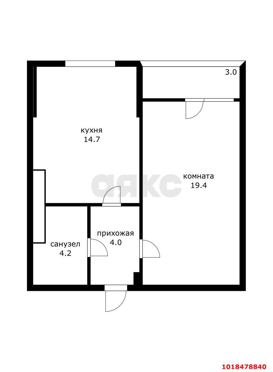 Фото №11: 1-комнатная квартира 45&nbsp;м², 5/12&nbsp;эт. - Яблоновский, мкр. ЖК Компаньон-Сити, ул. Шоссейная, 63к14