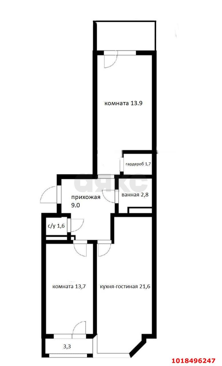 Фото №13: 2-комнатная квартира 75&nbsp;м², 4/18&nbsp;эт. - Краснодар, Прикубанский внутригородской округ, мкр. 9-й километр, пр-д Репина, 3к1