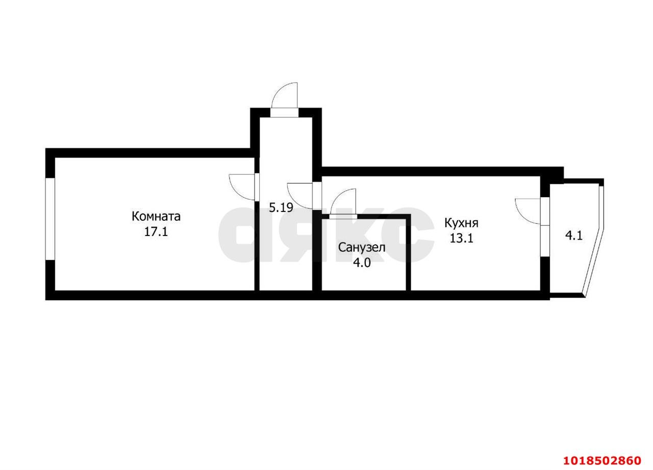 Фото №12: 1-комнатная квартира 44&nbsp;м², 5/6&nbsp;эт. - Краснодар, мкр. Прикубанский внутригородской округ, пр-д 1-й Сахалинский, 1