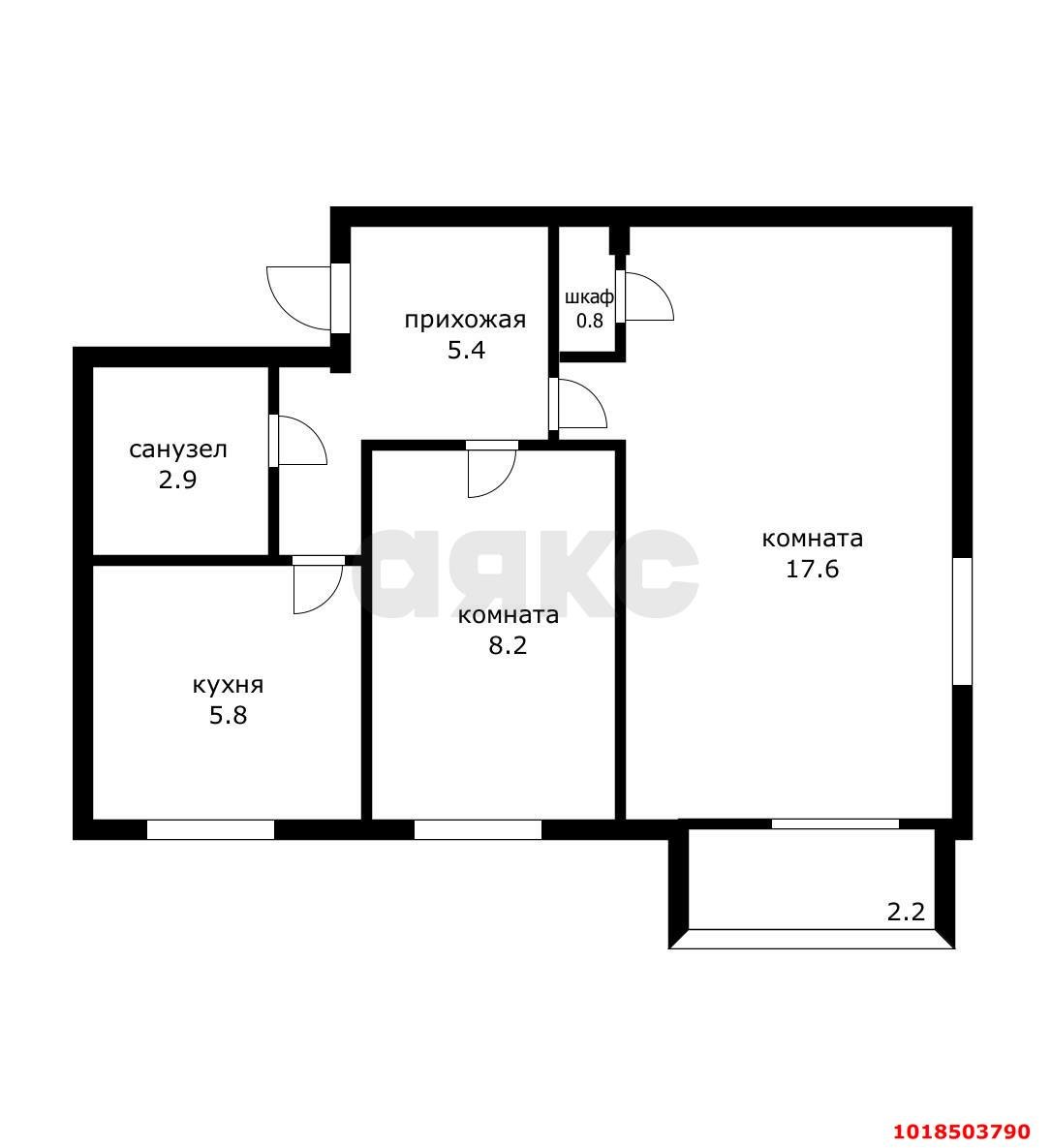 Фото №12: 2-комнатная квартира 42&nbsp;м², 4/5&nbsp;эт. - Краснодар, Карасунский внутригородской округ, мкр. Черёмушки, ул. 2-я Пятилетка, 4/1