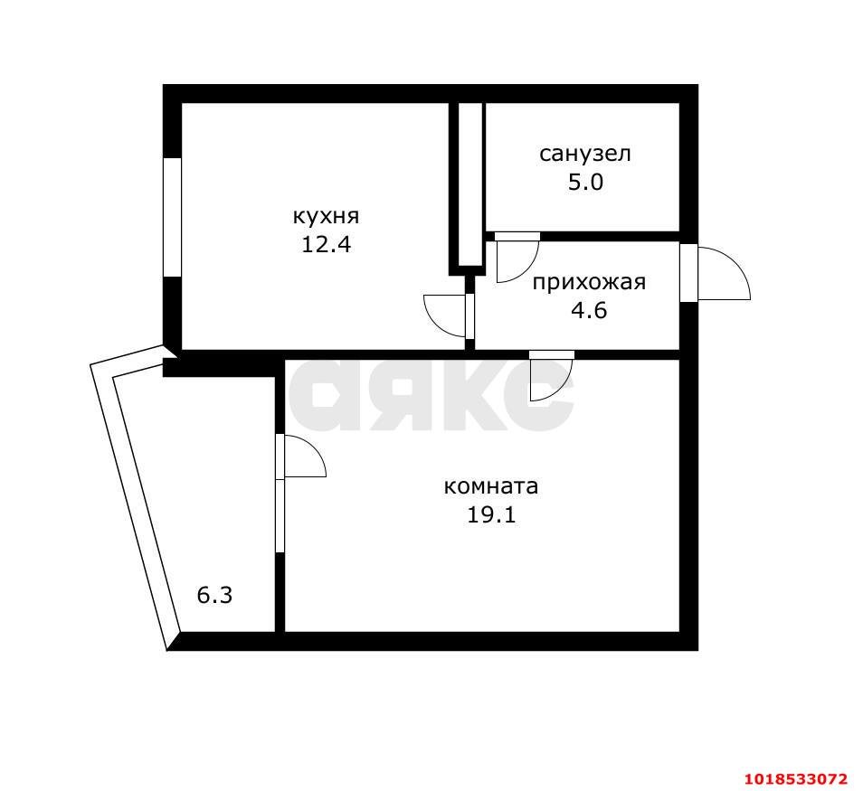 Фото №16: 2-комнатная квартира 47&nbsp;м², 8/16&nbsp;эт. - Краснодар, Прикубанский внутригородской округ, Калинино, Завод Радиоизмерительных Приборов, мкр. квартал Народный, пер. Ленинский, 20/1к9