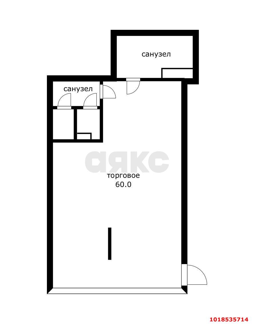 Фото №4: Торговое помещение 60&nbsp;м², 1/10&nbsp;эт. - Краснодар, Прикубанский внутригородской округ, Россинского, мкр. жилой комплекс Инсити-Парк, ул. Командорская, 1/3