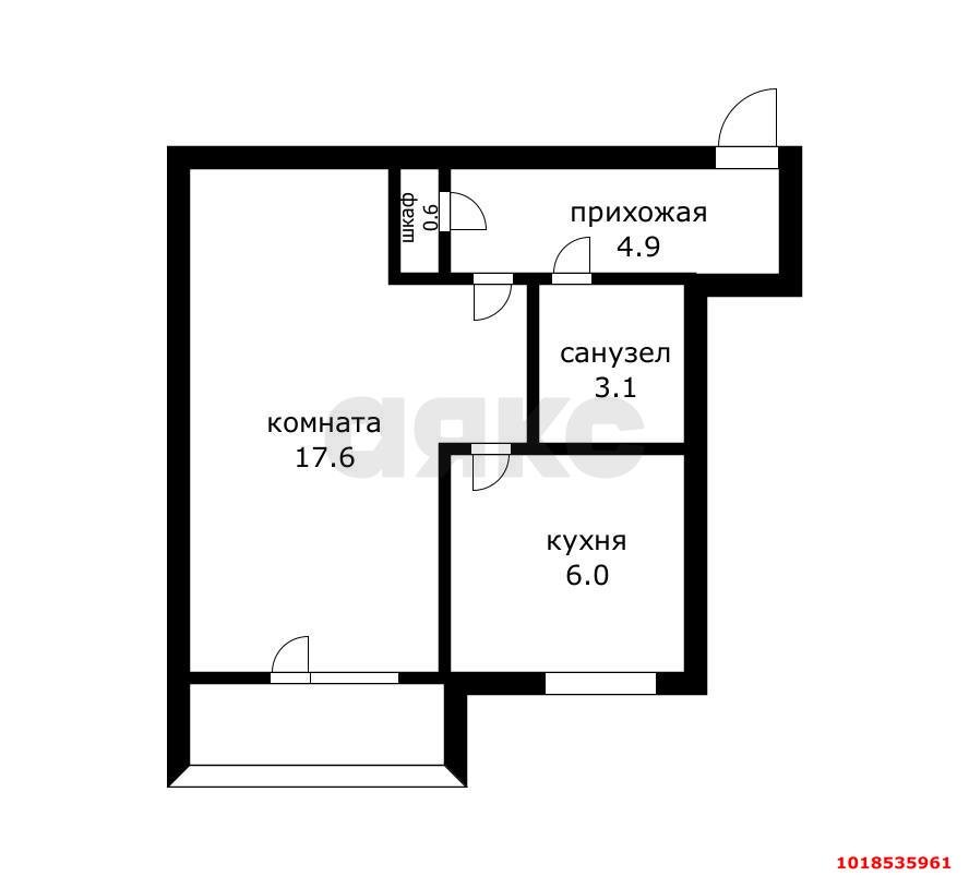 Фото №14: 1-комнатная квартира 33&nbsp;м², 2/5&nbsp;эт. - Краснодар, Центральный внутригородской округ, мкр. Завод Измерительных Приборов, ул. Курчатова, 2