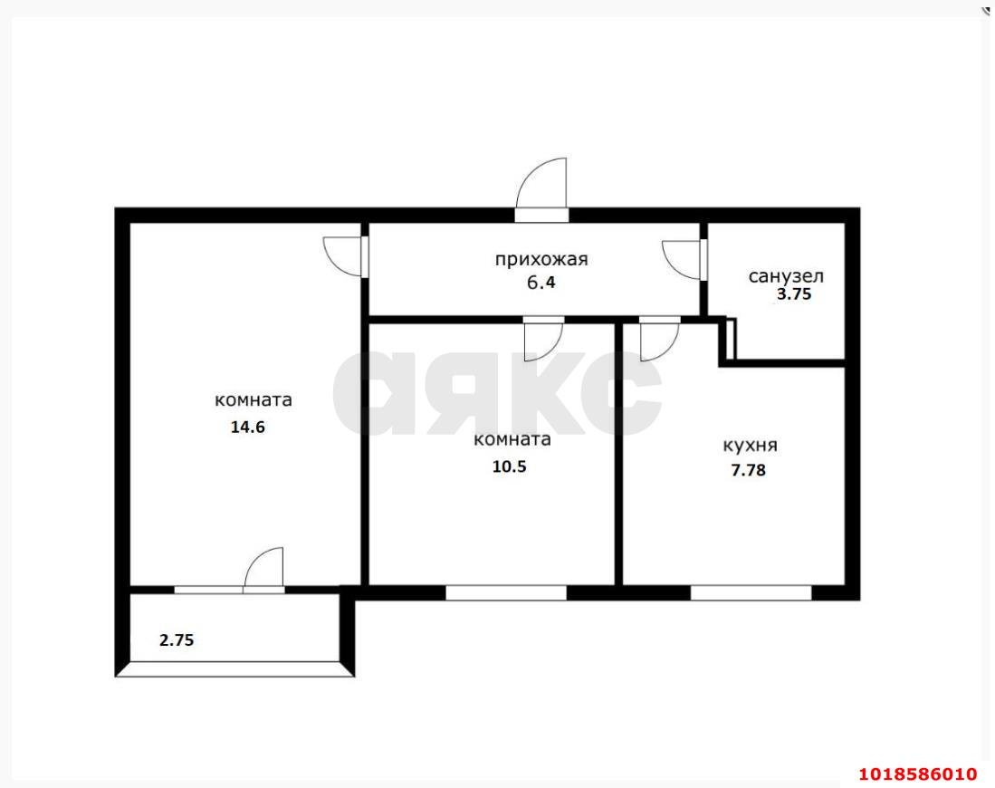 Фото №4: 2-комнатная квартира 45&nbsp;м², 4/9&nbsp;эт. - Краснодар, мкр. Западный внутригородской округ, ул. Одесская, 20