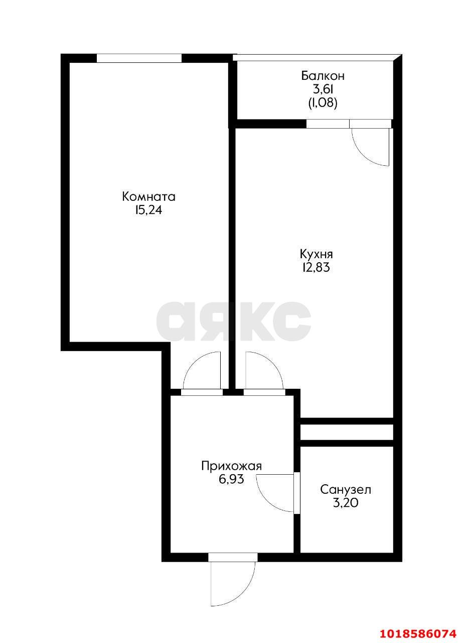 Фото №7: 1-комнатная квартира 38&nbsp;м², 17/18&nbsp;эт. - Краснодар, Прикубанский внутригородской округ, Фестивальный, мкр. ЖК Цветы, ул. Круговая, 4Вк7
