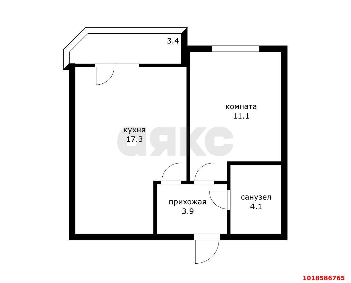 Фото №8: 1-комнатная квартира 38&nbsp;м², 3/23&nbsp;эт. - Краснодар, Карасунский внутригородской округ, Камвольно-суконный Комбинат, мкр. ЖК Урал, ул. Уральская, 87/7