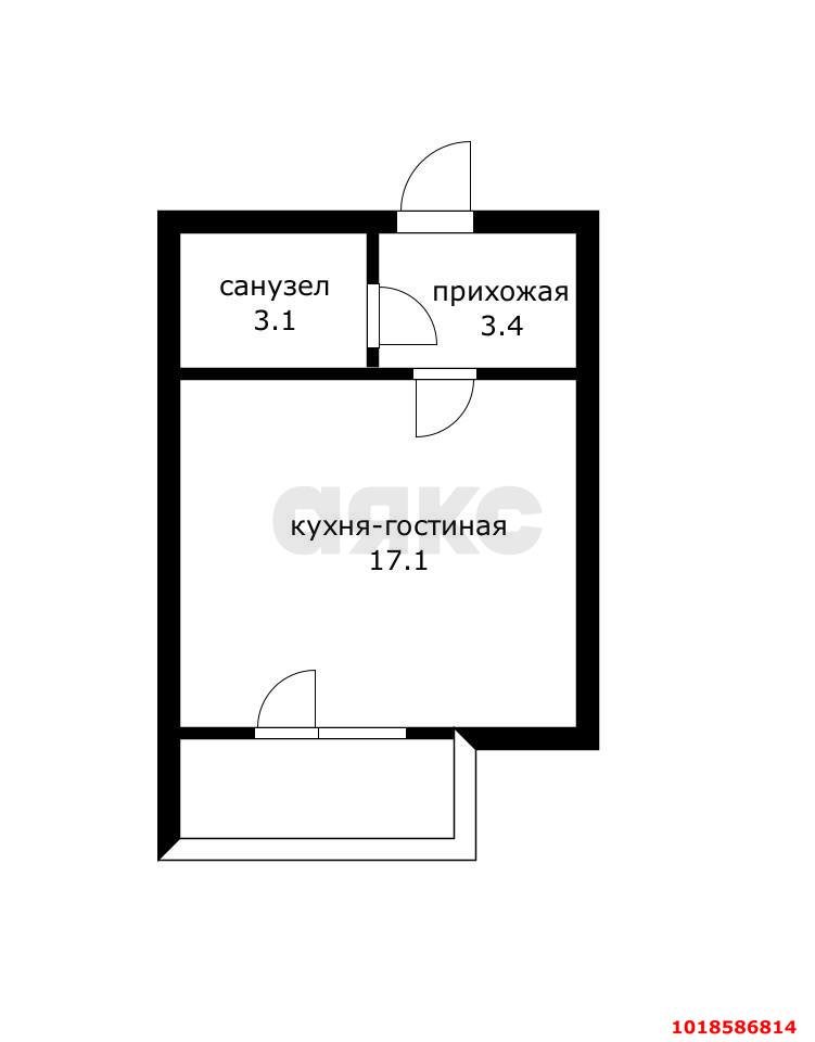 Фото №5: Студия 27&nbsp;м², 3/5&nbsp;эт. - Новая Адыгея, мкр. жилой комплекс Родной Дом, ул. Бжегокайская, 31/3к2