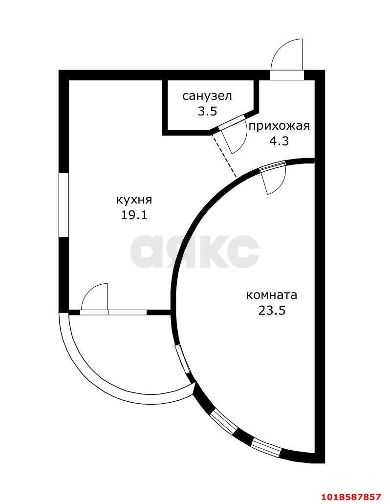 Фото №12: 1-комнатная квартира 50&nbsp;м², 2/3&nbsp;эт. - Российский, мкр. Прикубанский внутригородской округ, ул. Тверская, 11