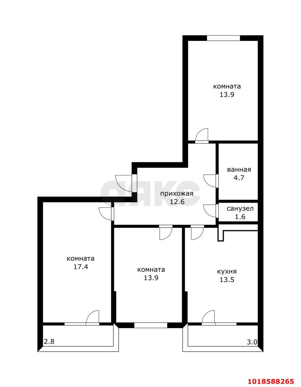Фото №20: 3-комнатная квартира 78&nbsp;м², 14/17&nbsp;эт. - Краснодар, Прикубанский внутригородской округ, мкр. жилой комплекс Самолёт-2, ул. Западный Обход, 57сГ