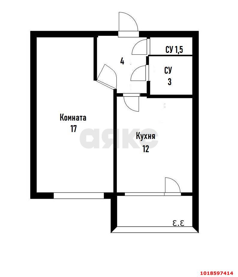Фото №12: 1-комнатная квартира 40&nbsp;м², 2/6&nbsp;эт. - Краснодар, Прикубанский внутригородской округ, Калинино, мкр. Завод Радиоизмерительных Приборов, ул. Сергиевская, 10/1/1