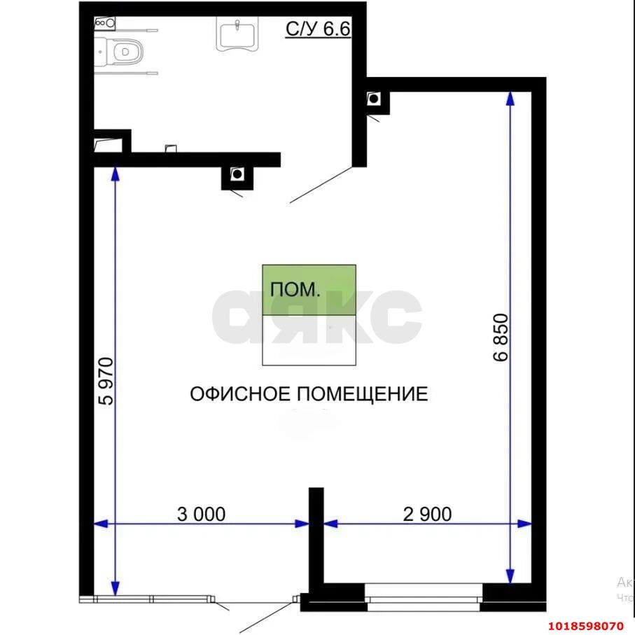 Фото №10: Офисное помещение 43&nbsp;м², 1/16&nbsp;эт. - Краснодар, Прикубанский внутригородской округ, мкр. жилой комплекс Дыхание, ул. Лётчика Позднякова, 2к25