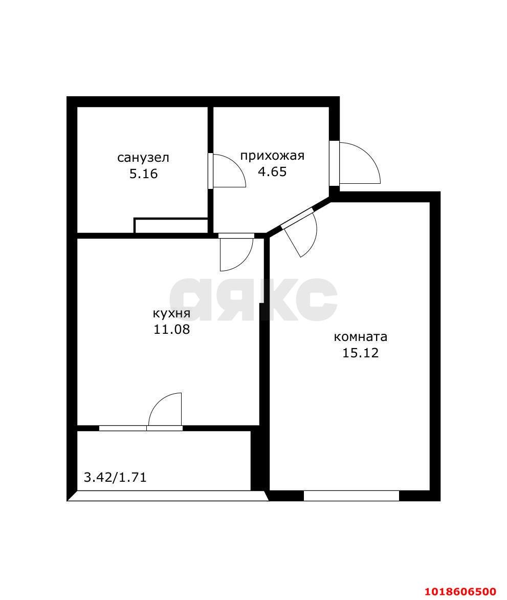 Фото №10: 1-комнатная квартира 40&nbsp;м², 18/19&nbsp;эт. - Краснодар, Прикубанский внутригородской округ, Славянский, мкр. Светлоград, ул. Красных Партизан, 1/4к15
