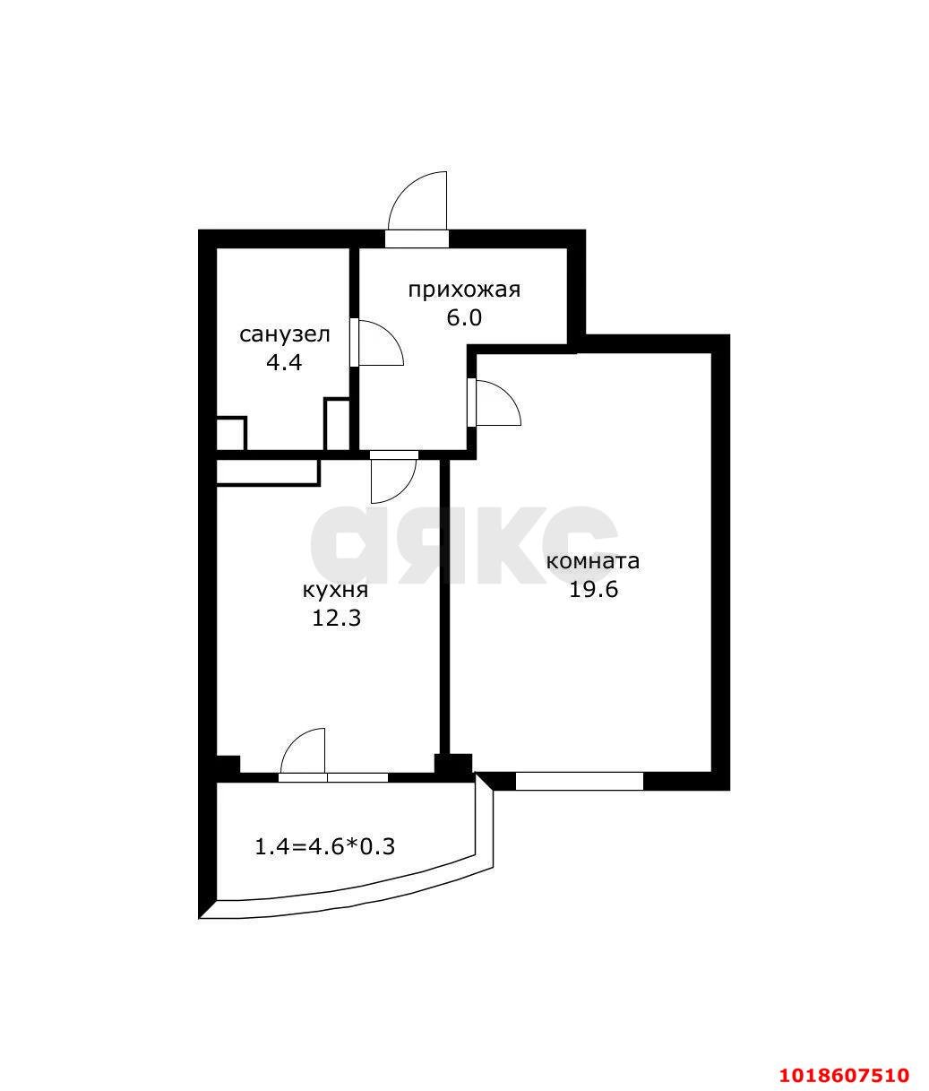 Фото №10: 1-комнатная квартира 43&nbsp;м², 15/18&nbsp;эт. - Краснодар, Прикубанский внутригородской округ, Фестивальный, мкр. Солнечный, ул. имени Симиренко, 71к1