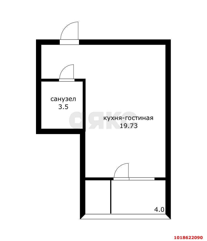 Фото №11: Студия 22&nbsp;м², 1/9&nbsp;эт. - Краснодар, Прикубанский внутригородской округ, мкр. жилой комплекс Народные Кварталы, ул. Народная, 54лит1