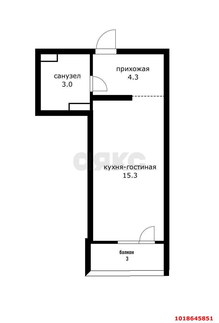 Фото №15: Студия 25&nbsp;м², 7/16&nbsp;эт. - Краснодар, Прикубанский внутригородской округ, Россинского, мкр. жилой комплекс Видный, ул. Командорская, 3к2