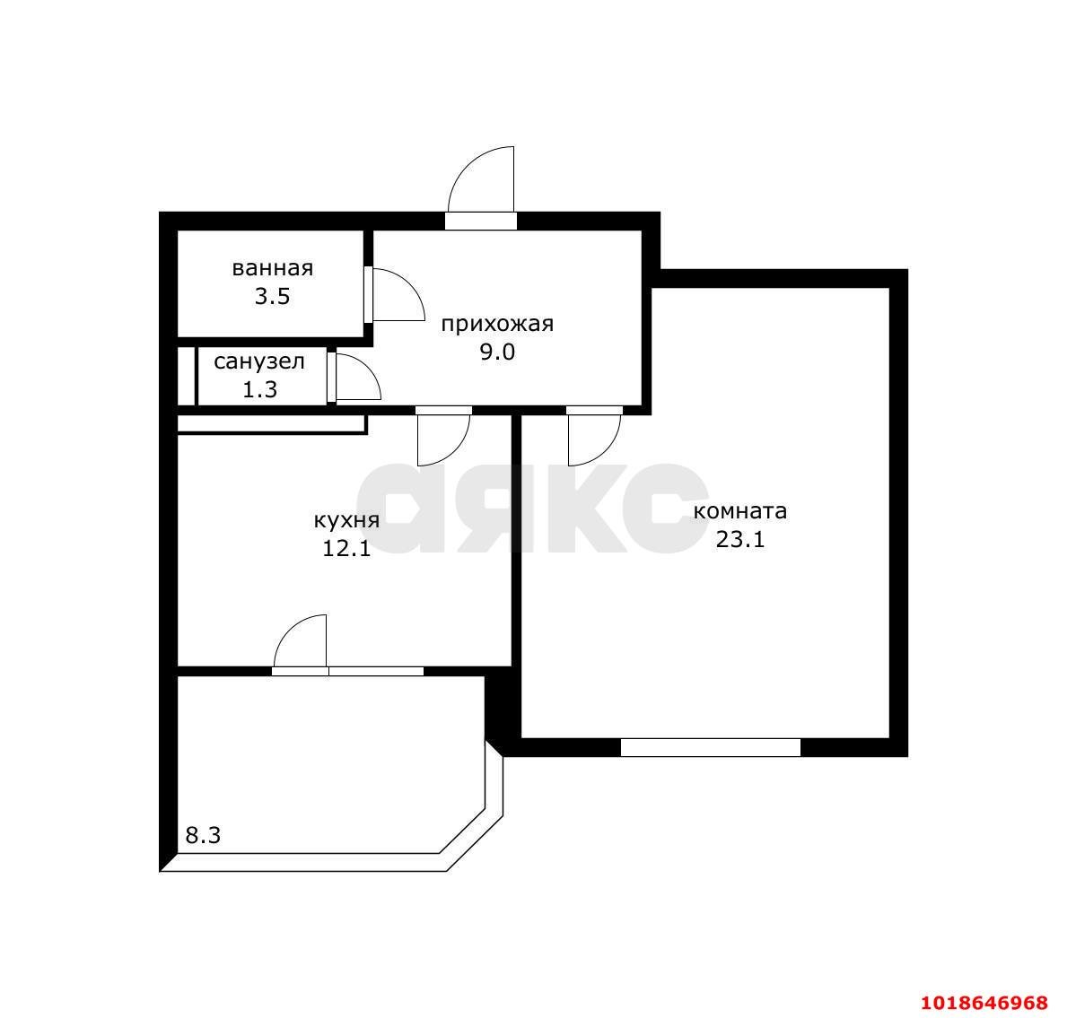 Фото №13: 1-комнатная квартира 57&nbsp;м², 5/14&nbsp;эт. - Краснодар, Западный внутригородской округ, мкр. Юбилейный, ул. Думенко, 21