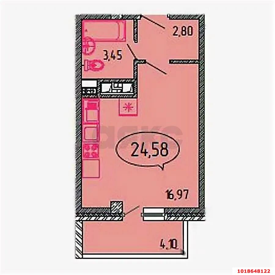Фото №10: Студия 24&nbsp;м², 8/8&nbsp;эт. - Краснодар, Прикубанский внутригородской округ, мкр. Музыкальный, ул. Московская, 152