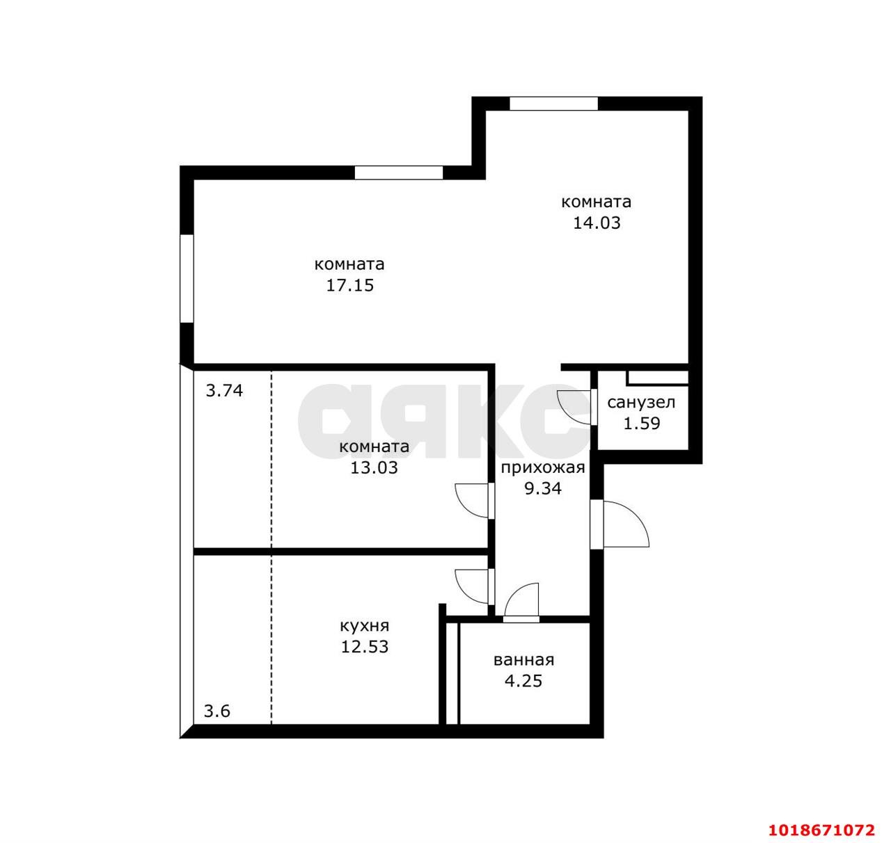 Фото №21: 3-комнатная квартира 71&nbsp;м², 4/24&nbsp;эт. - Краснодар, Центральный внутригородской округ, мкр. Черёмушки, ул. Обрывная, 132/1к19